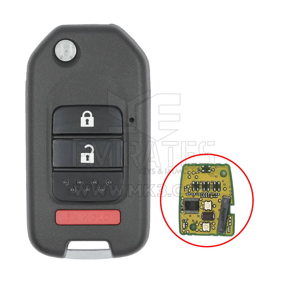 Capa de chave remota Honda Flip 2 + 1 botões