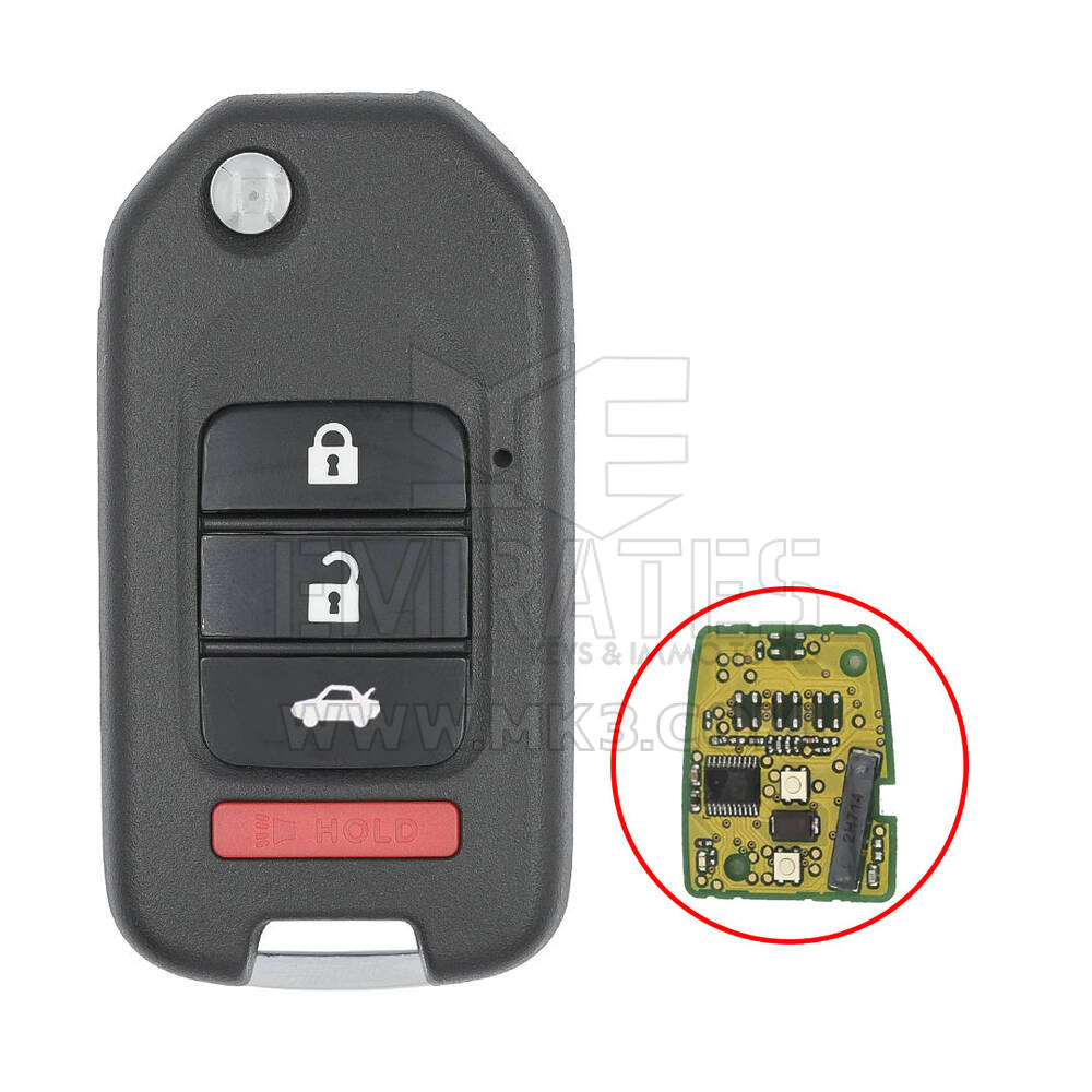 Coque de clé télécommande Honda Flip 3+1 boutons