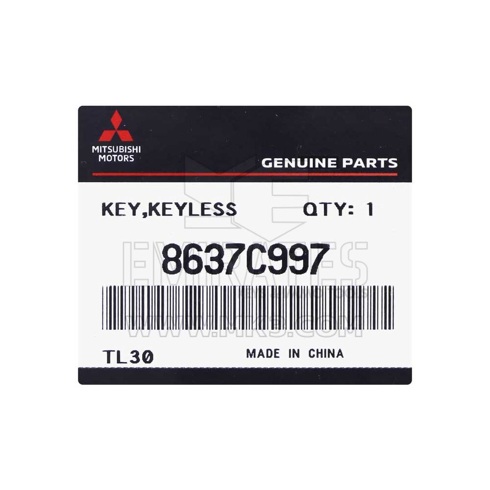 Yeni Mitsubishi Pajero 2023 Orijinal / OEM Akıllı Uzaktan Anahtar 2 Düğme 433MHz OEM Parça Numarası: 8637C997 - FCC Kimliği: GHR-M014 | Emirates Keys