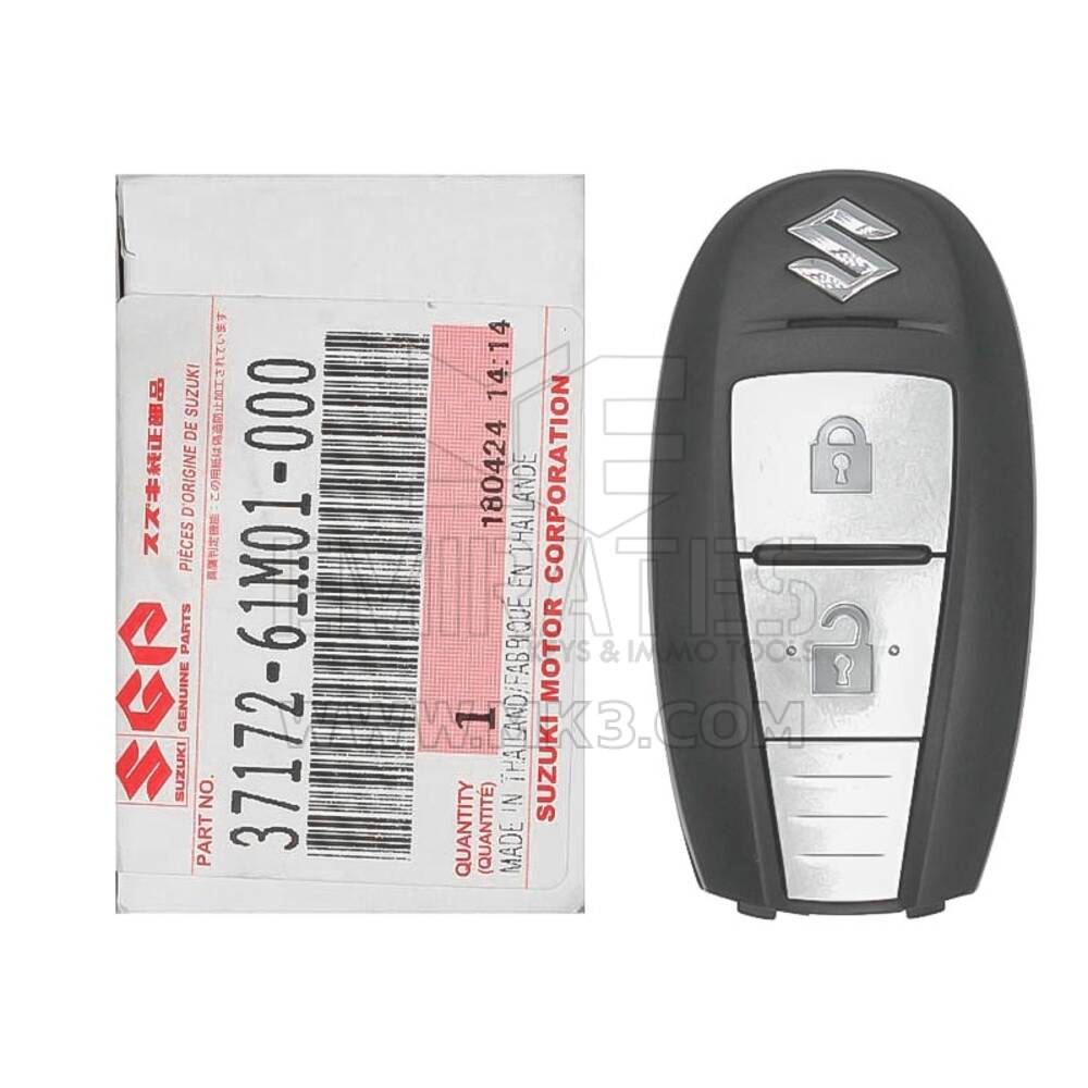New Suzuki SR4 2014 Genuine/OEM Smart Remote Key 2 Buttons 433MHz Hitag 3 Transponder Manufacturer Part Number: 37172-61M01 / 37172-61M02 | Emirates Keys
