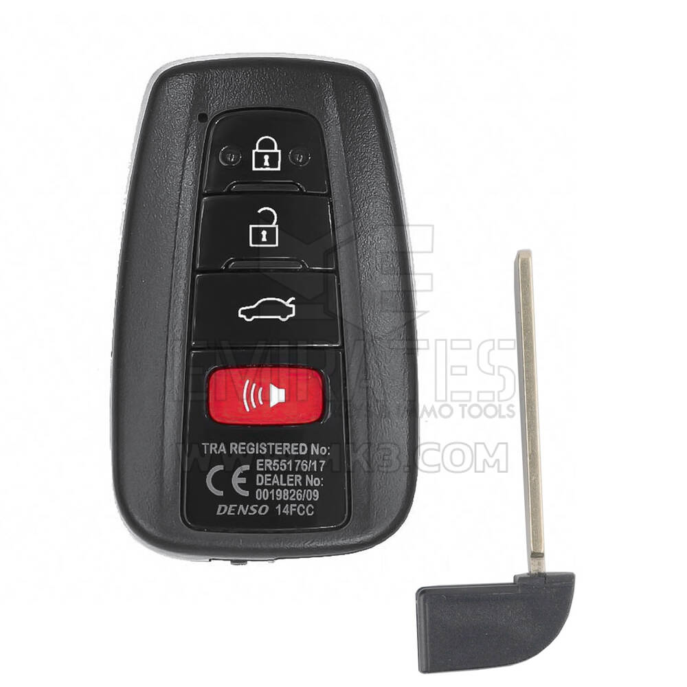 مفتاح التحكم عن بعد الذكي Toyota Avalon 2019 الجديد لما بعد البيع 3+1 أزرار 433 ميجا هرتز رقم الجزء المتوافق: 8990H-07040 / 8990H-07030 - FCCID: 14FCC | مفاتيح الإمارات