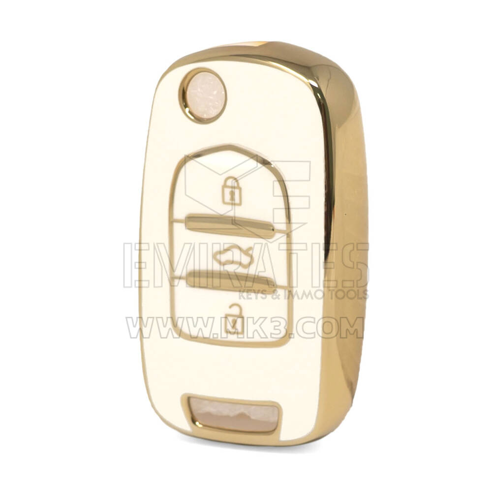 Capa Nano de alta qualidade para Baojun Flip Remote Key 3 botões cor branca BJ-B11J