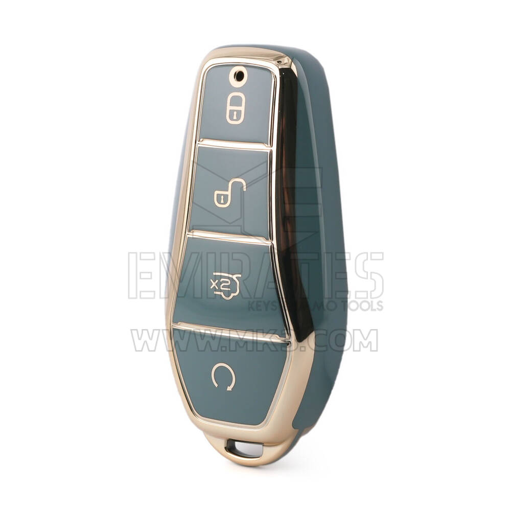 Nano High Quality Cover For BYD Remote Key 4 Buttons Gray Color BYD-D11J