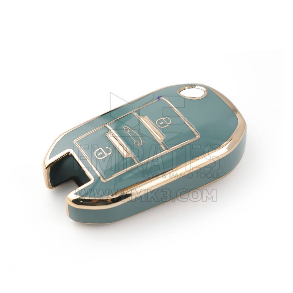 Novo aftermarket nano capa de alta qualidade para peugeot 407 408 flip remoto chave 3 botões cor cinza PG-C11J Chaves dos Emirados