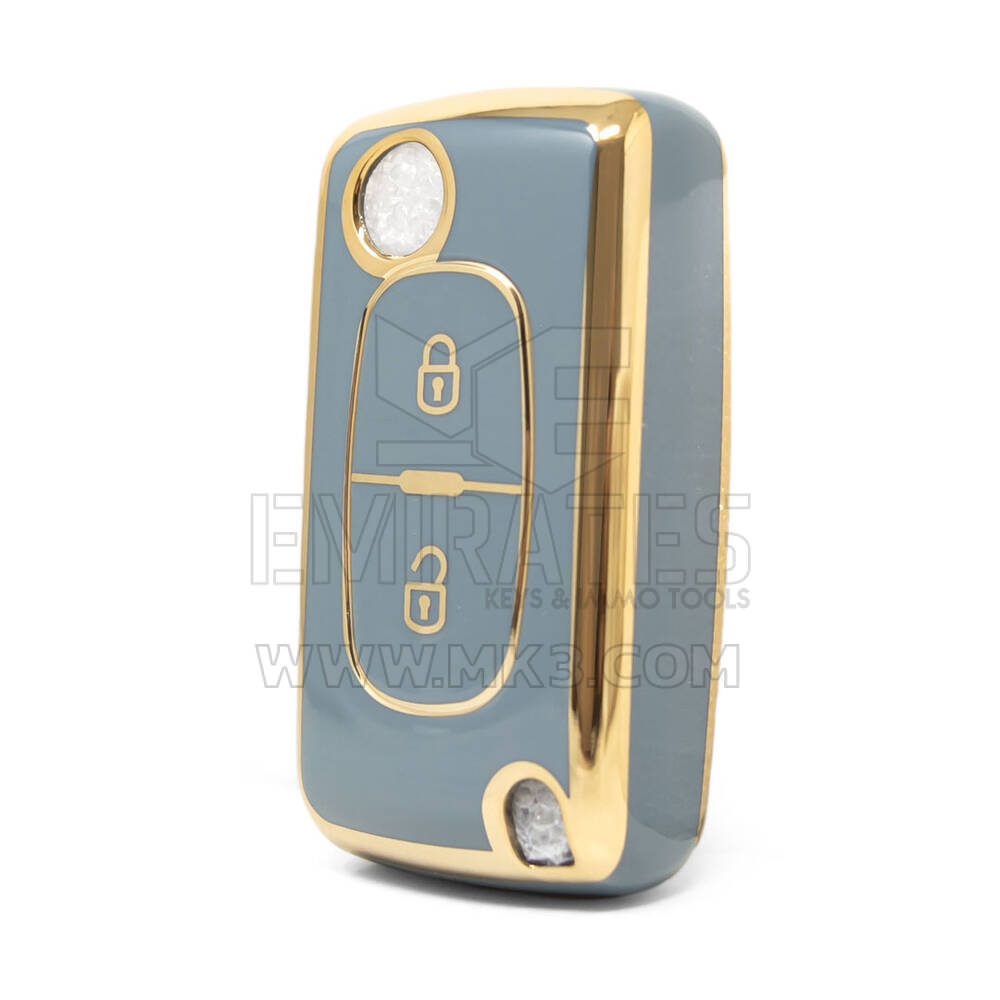 Nano High Quality Cover For Peugeot Remote Key 2 Buttons Gray Color PG-D11J2