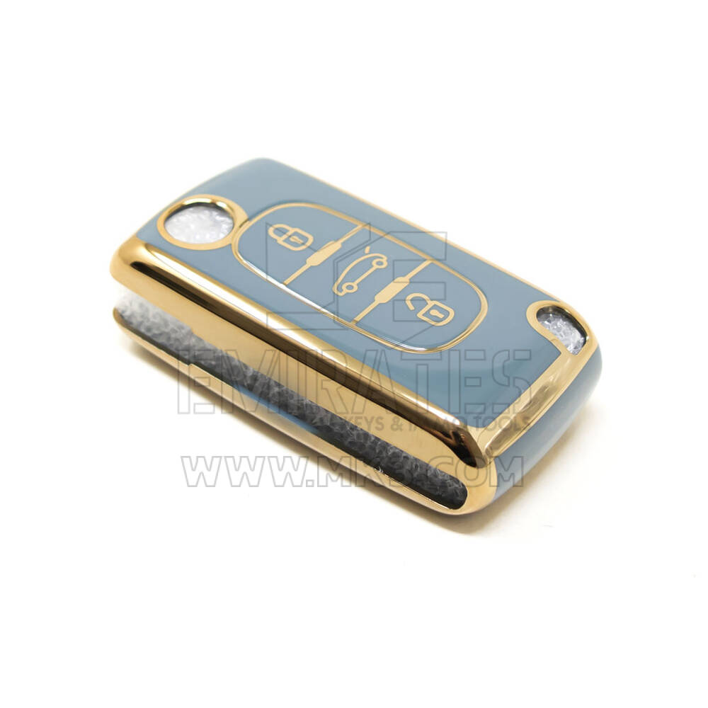 Nueva cubierta Nano de alta calidad para llave remota de Peugeot, 3 botones, Color gris, PG-D11J3 | Cayos de los Emiratos