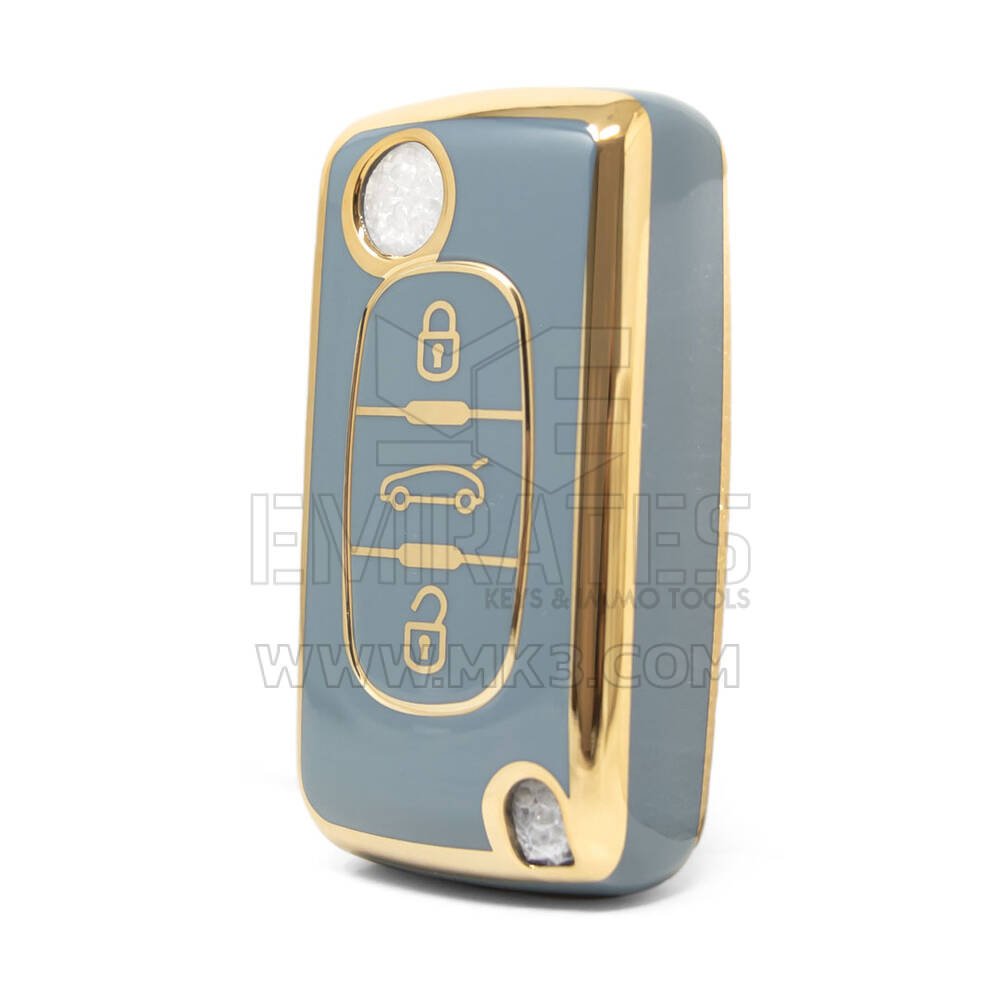 Funda Nano de alta calidad para llave remota Peugeot, 3 botones, Color gris, PG-D11J3