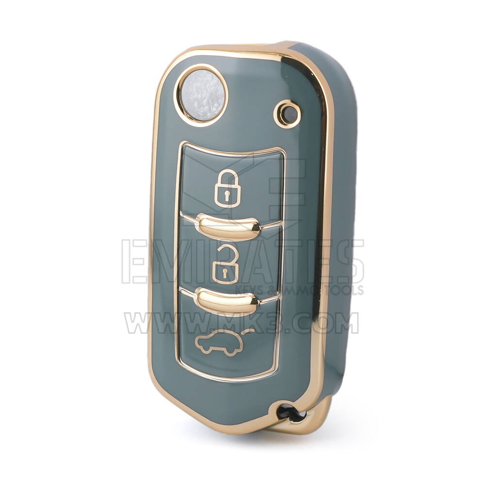 Capa nano de alta qualidade para chave remota inteligente Trumpchi 3 botões cor cinza CQ-D11J
