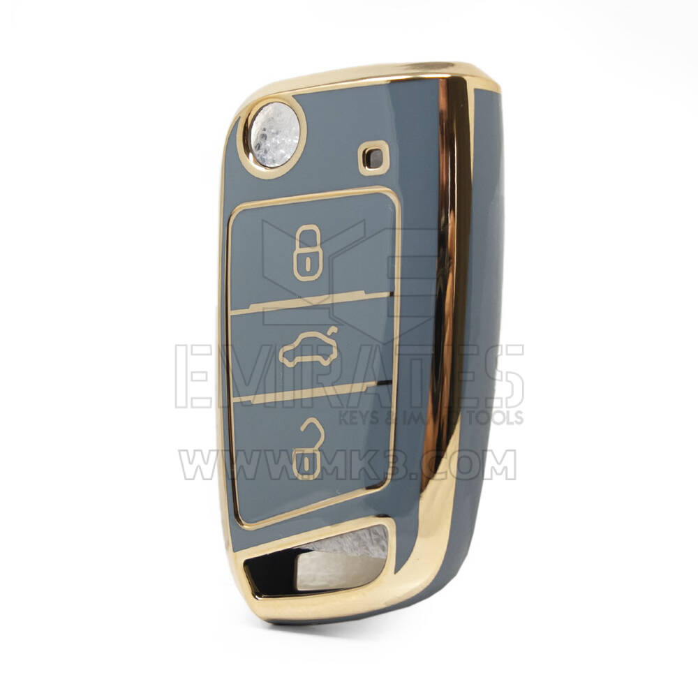 Nano High Quality Cover For Volkswagen MQB Flip Remote Key 3 Buttons Gray Color VW-E11J