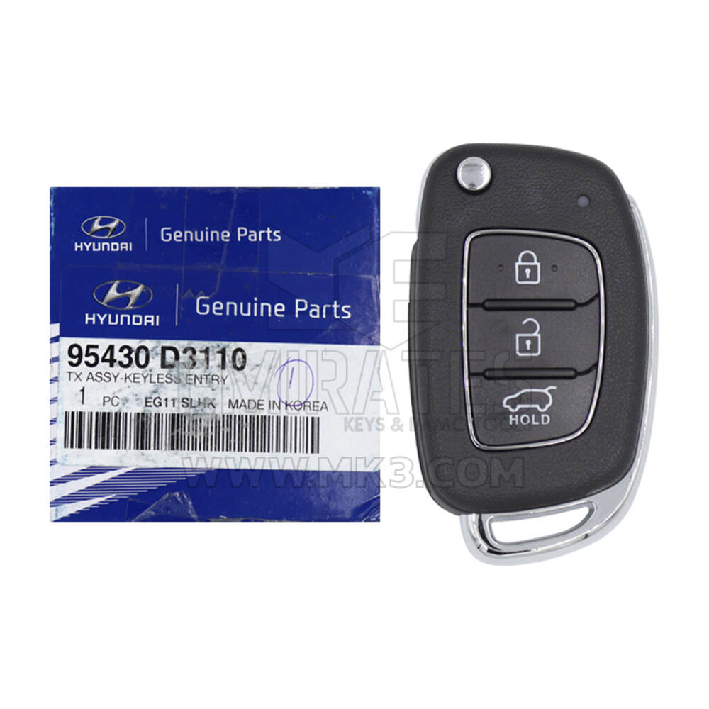 NOVO Hyundai Tucson 2016 Genuine/OEM Flip Remote Key 3 Buttons 433MHz 95430-D3110 95430D3110 / FCCID: RKE-4F22 | Chaves dos Emirados