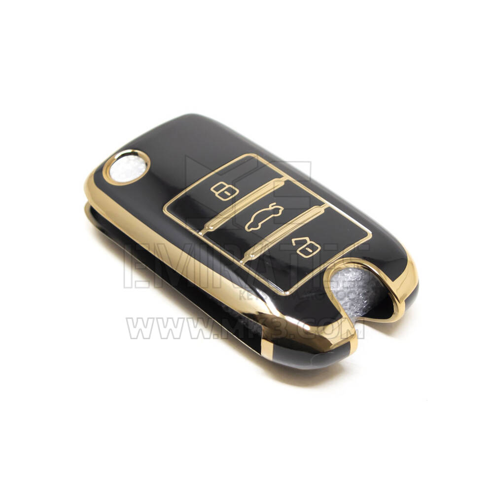 Novo aftermarket nano capa de alta qualidade para roewe flip remoto chave 3 botões cor preta RW-A11J | Chaves dos Emirados