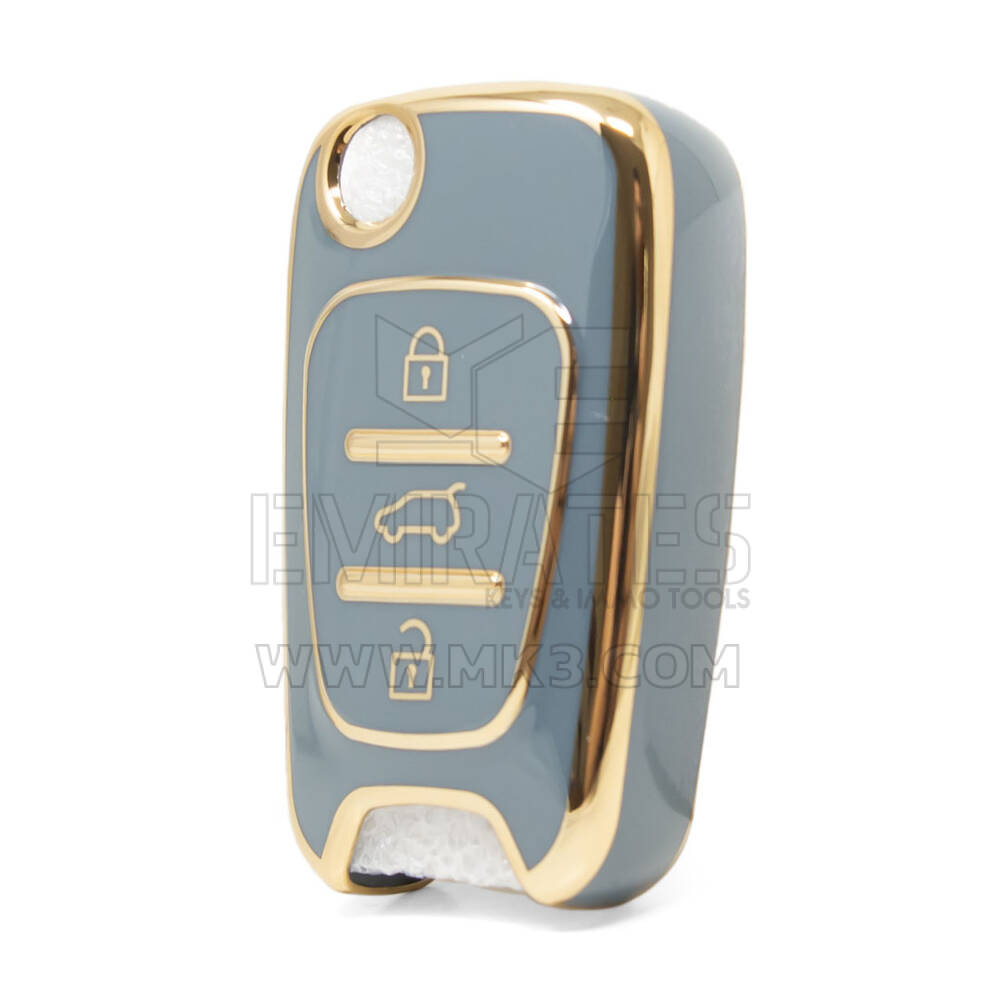 Nano High Quality Cover For Hyundai 2011 Flip Remote Key 3 Buttons Gray Color HY-C11J