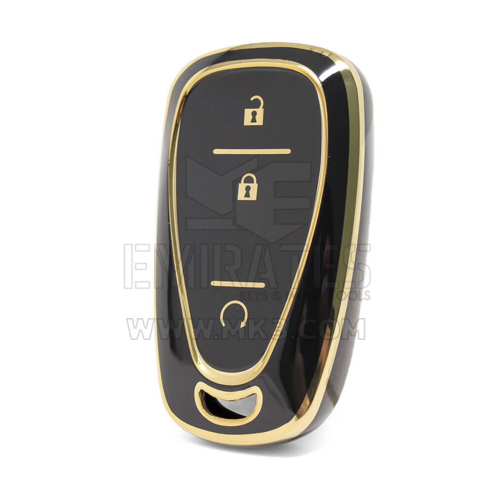 Nano High Quality Cover For Chevrolet Remote Key 3 Buttons Black Color CRL-B11J3A