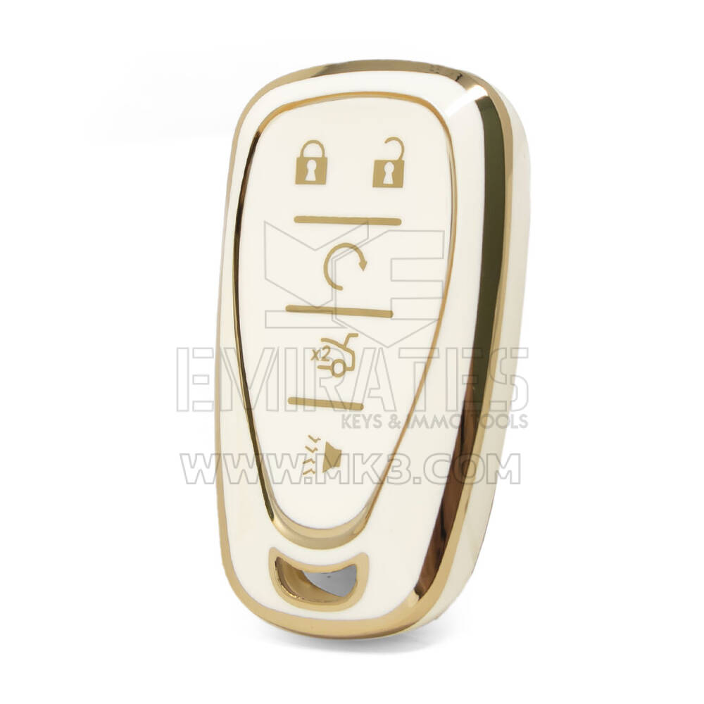 غطاء نانو عالي الجودة لمفتاح ريموت شيفروليه 4+1 ازرار لون ابيض CRL-B11J5A