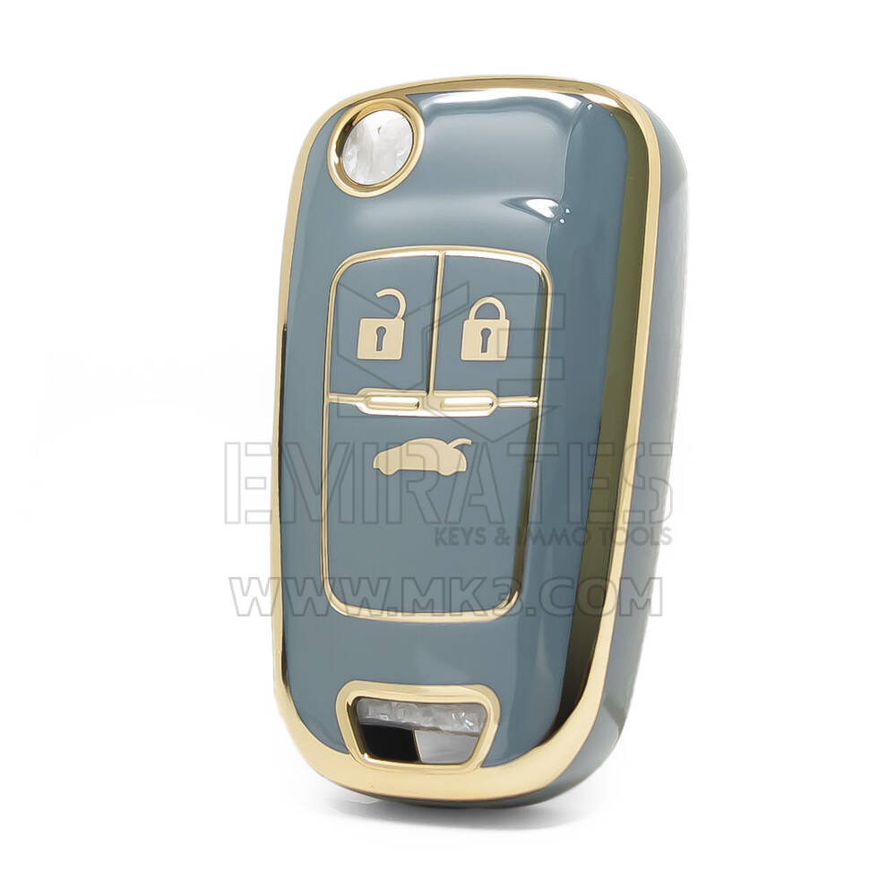 Nano High Quality Cover For Chevrolet Opel Flip Remote Key 3 Buttons Gray Color CRL-D11J3