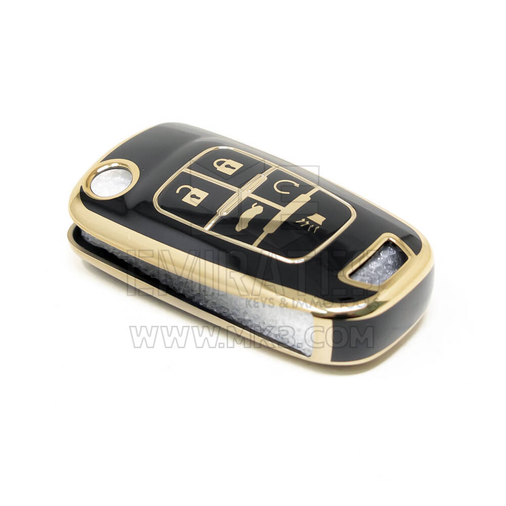 New Aftermarket Nano High Quality Cover For Chevrolet Flip Remote Key 5 Buttons Black Color CRL-D11J5 | Emirates Keys