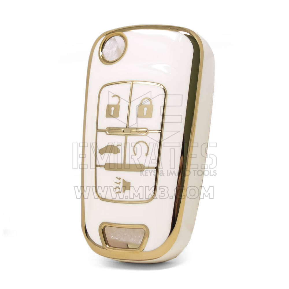 Нано-чехол высокого качества для Chevrolet Flip Remote Key 5 кнопок белого цвета CRL-D11J5