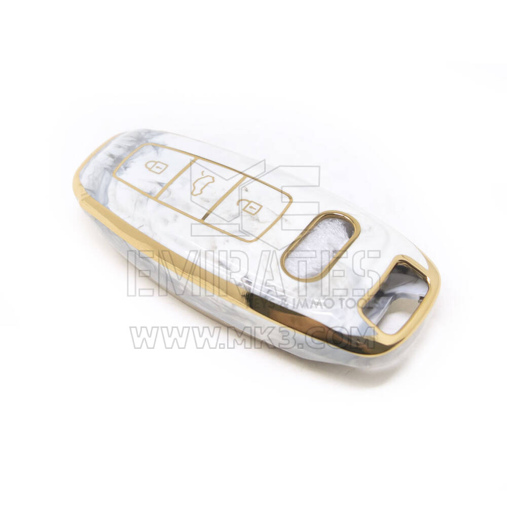 Nueva cubierta de mármol Nano de alta calidad del mercado de accesorios para llave remota Audi 3 botones Color blanco Audi-D12J | Cayos de los Emiratos
