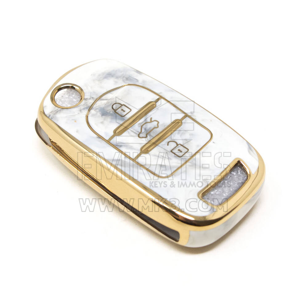 New Aftermarket Nano High Quality Marble Cover For Baojun Flip Remote Key 3 Buttons White Color BJ-B12J | Emirates Keys
