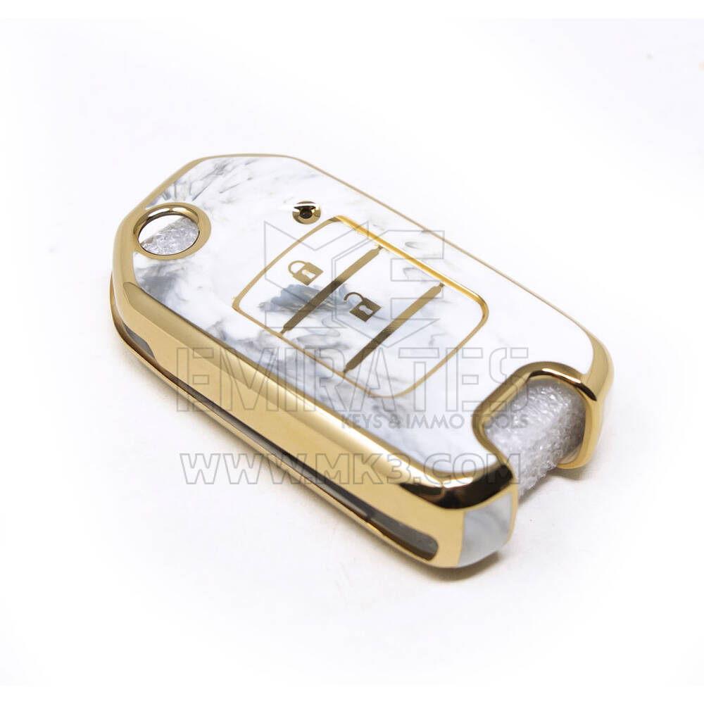 New Aftermarket Nano High Quality Marble Cover For Honda Flip Remote Key 2 Buttons White Color HD-B12J2 | Emirates Keys