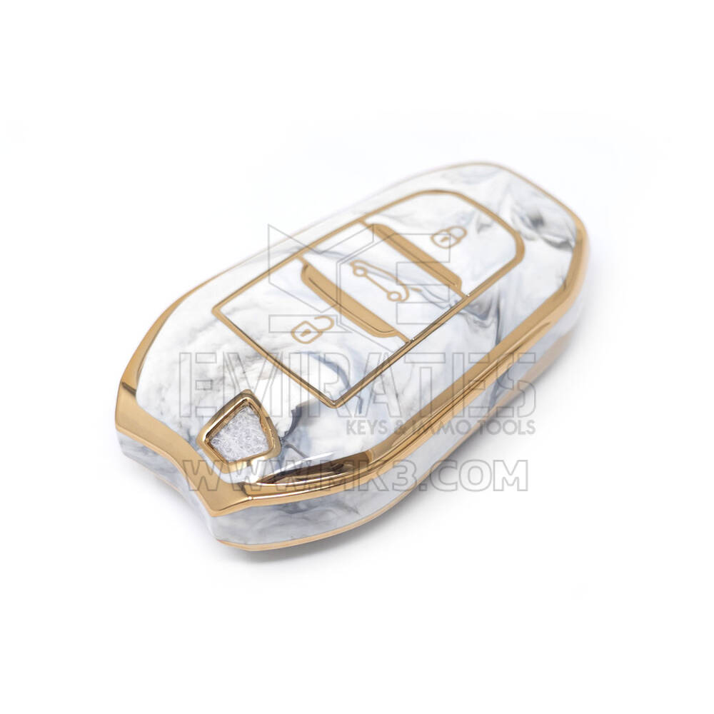 Nouveau couvercle en marbre Nano de haute qualité pour clé télécommande Peugeot 3 boutons, couleur blanche PG-A12J | Clés des Émirats