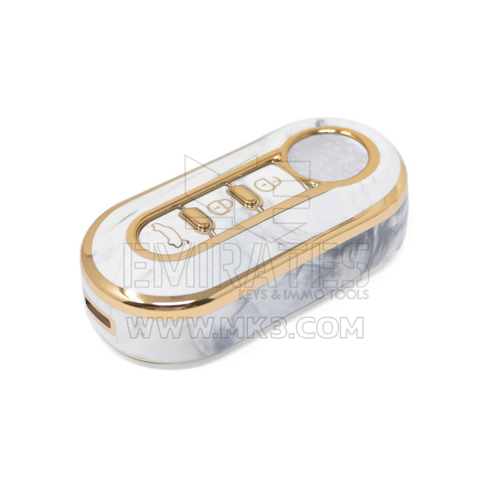 Novo aftermarket nano capa de mármore de alta qualidade para fiat flip chave remota 3 botões cor branca FIAT-A12J Chaves dos Emirados