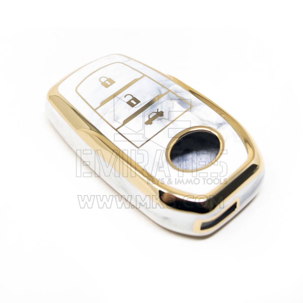 Couverture en marbre Nano de haute qualité pour clé télécommande Toyota, 3 boutons, couleur blanche, TYT-A12J3 | Clés des Émirats