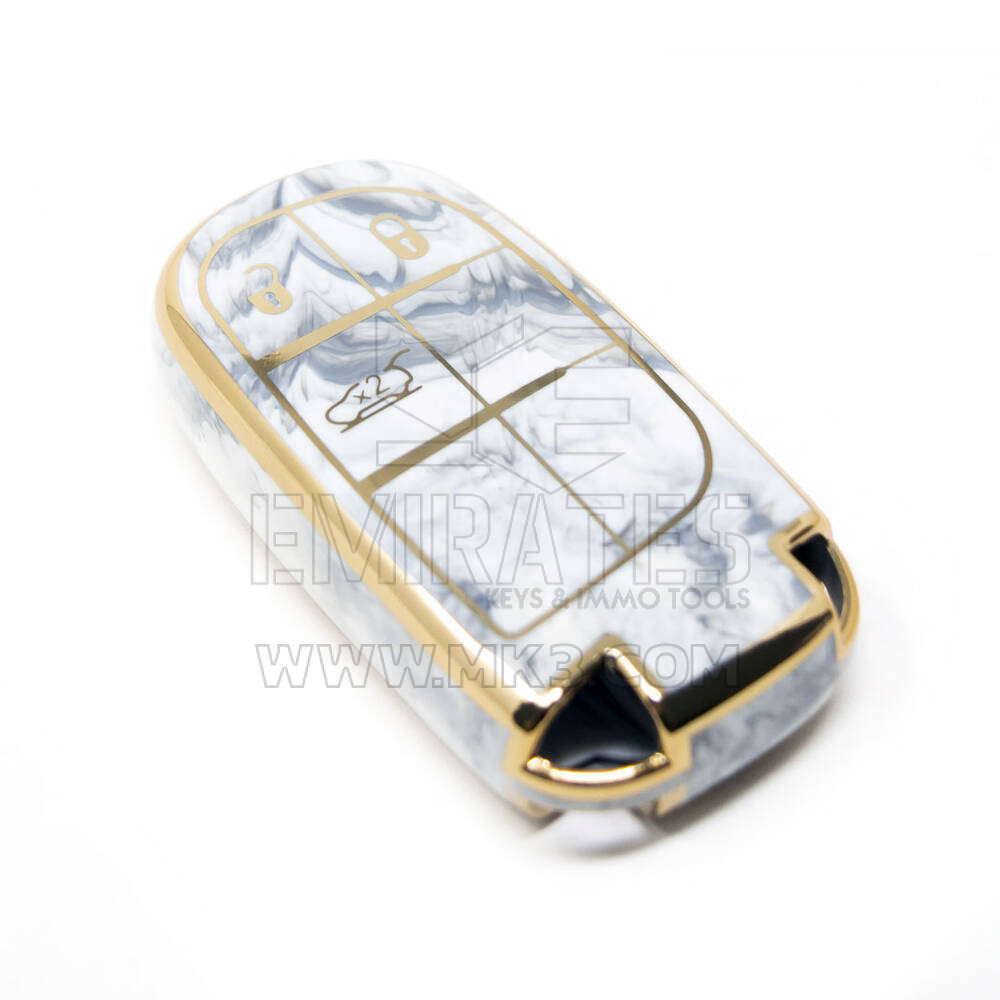غطاء رخامي نانو عالي الجودة جديد لما بعد البيع لسيارة جيب مفتاح بعيد 3 أزرار لون أبيض Jeep-B12J3 | مفاتيح الإمارات