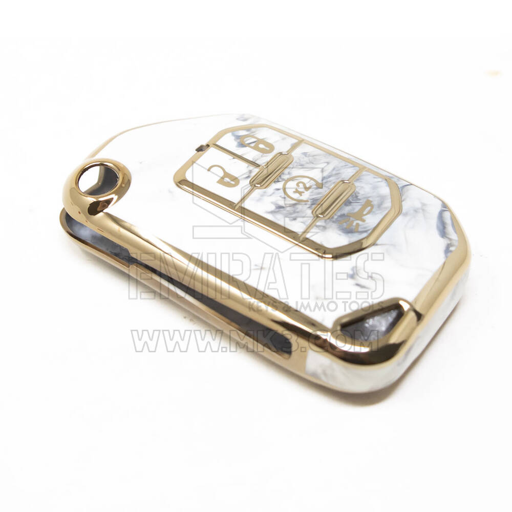 Novo aftermarket nano capa de mármore de alta qualidade para jeep flip chave remota 4 botões cor branca Jeep-C12J | Chaves dos Emirados
