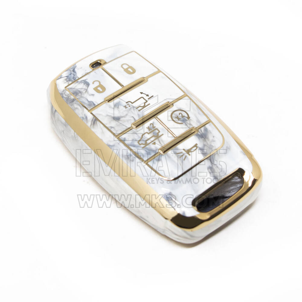 New Aftermarket Nano High Quality Marble Cover For Jeep Remote Key 6 Buttons White Color Jeep-D12J6 | Emirates Keys