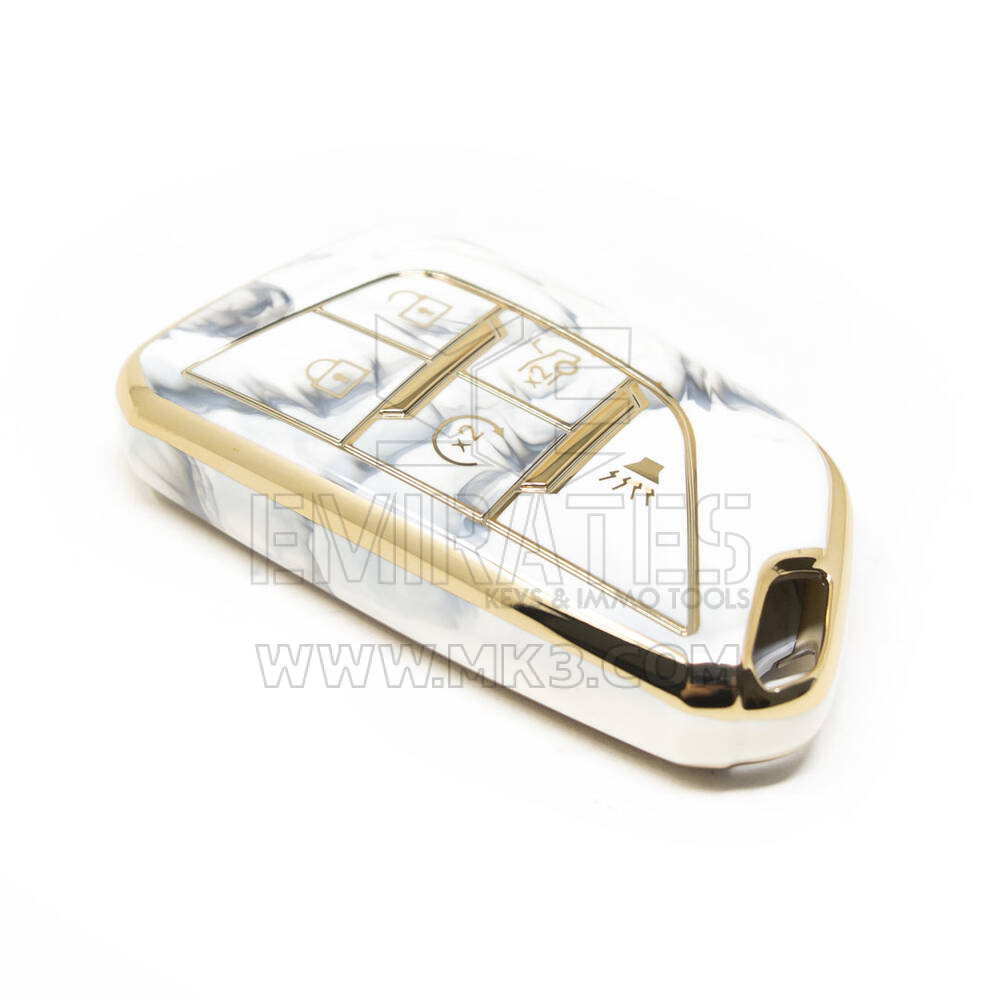 New Aftermarket Nano High Quality Marble Cover For Cadillac Remote Key 5 Buttons White Color CDLC-B12J5 | Emirates Keys