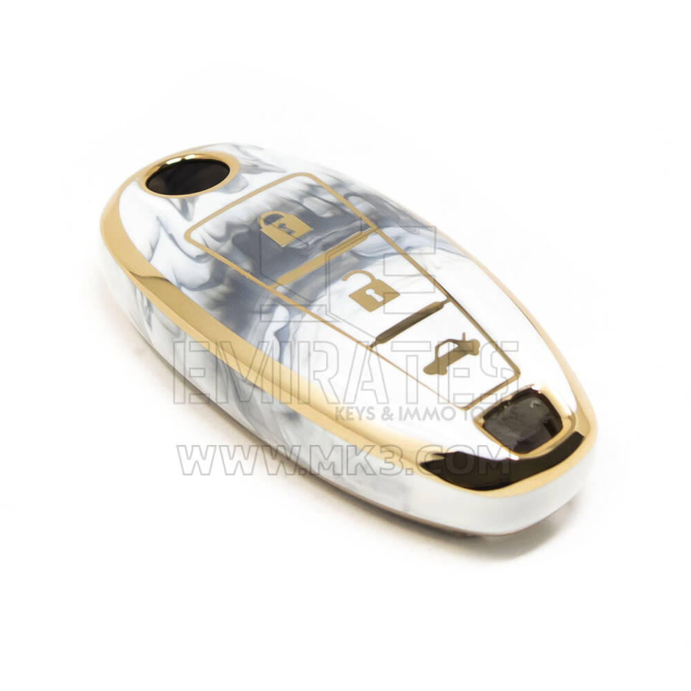 New Aftermarket Nano High Quality Marble Cover For Suzuki Remote Key 3 Buttons White Color SZK-A12J3B | Emirates Keys