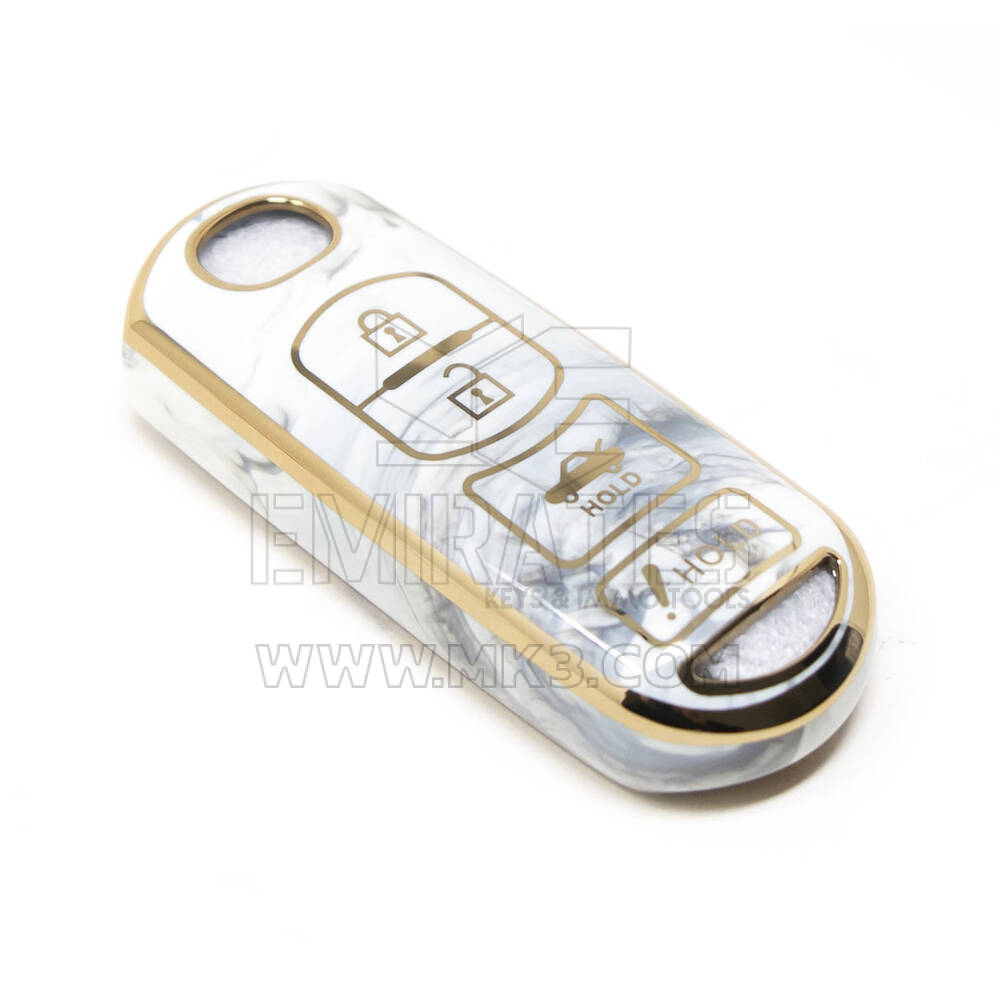جديد ما بعد البيع نانو غطاء رخام عالي الجودة لمازدا مفتاح بعيد 4 أزرار أبيض اللون MZD-A12J4 | مفاتيح الإمارات