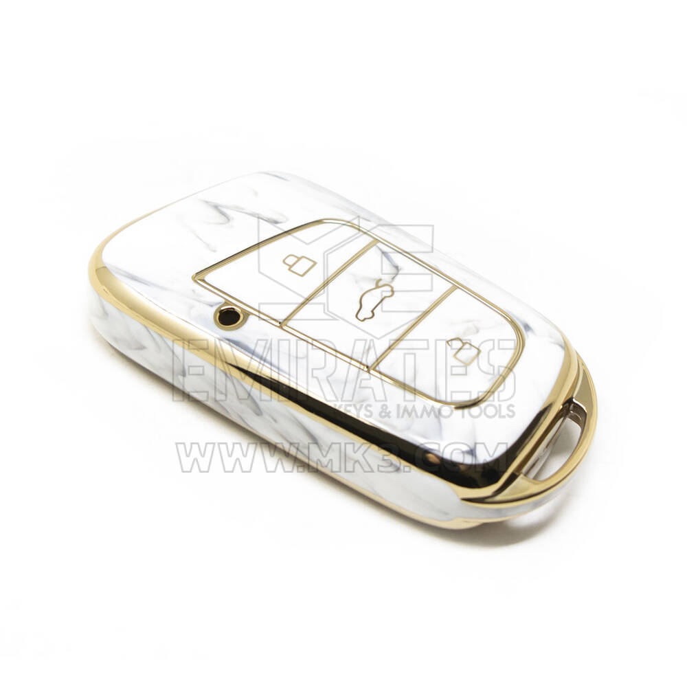 Nuova copertura in marmo Nano di alta qualità aftermarket per chiave remota Chery 3 pulsanti colore bianco CR-B12J | Chiavi degli Emirati