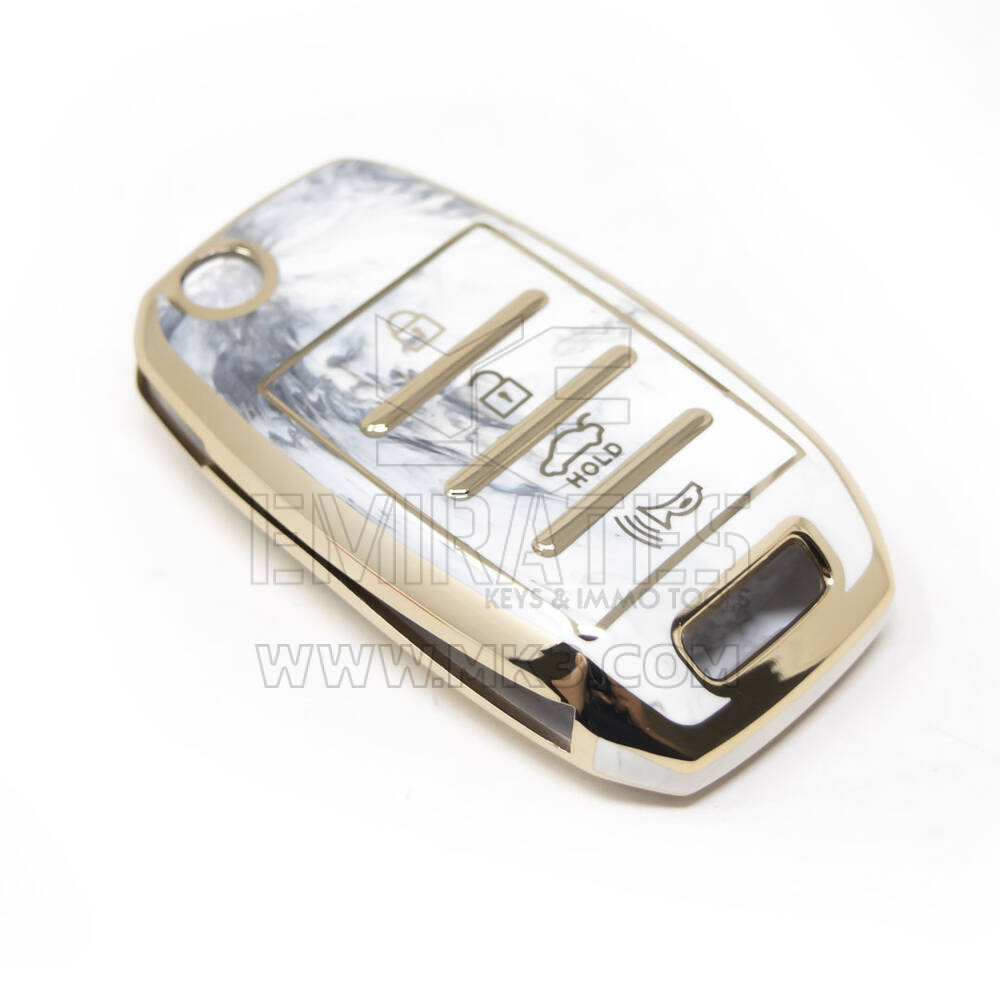 Yeni Satış Sonrası Nano Yüksek Kaliteli Mermer Kapak Kia Uzaktan Anahtar 4 Düğme Beyaz Renk KIA-B12J4 | Emirates Anahtarları