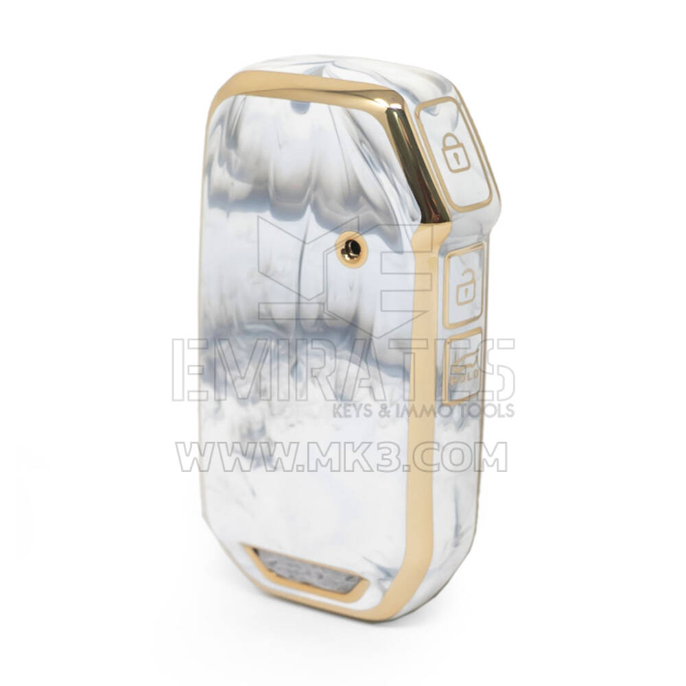 Nano High Quality Marble Cover For Kia Remote Key 3 Buttons White Color KIA-C12J3