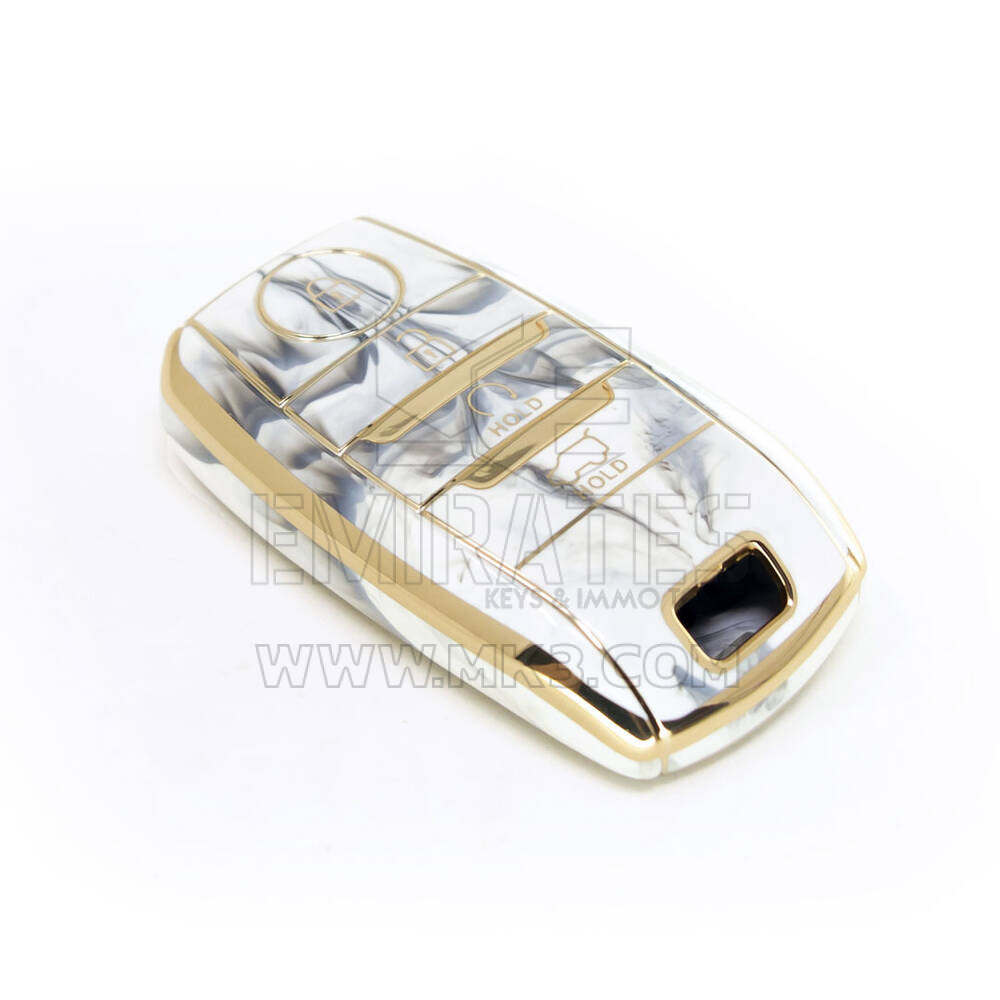 Nueva cubierta de mármol Nano de alta calidad del mercado de accesorios para llave remota Kia 4 botones Color blanco KIA-D12J4B | Cayos de los Emiratos