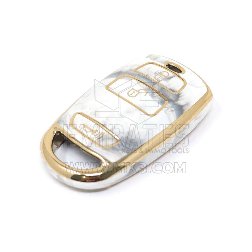 Nueva cubierta de mármol Nano de alta calidad del mercado de accesorios para llave remota Kia 3 botones Color blanco KIA-Q12J | Cayos de los Emiratos