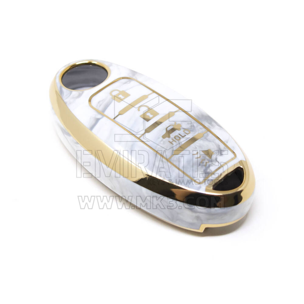 New Aftermarket Nano High Quality Marble Cover For Nissan Remote Key 4 Buttons White Color NS-A12J4A | Emirates Keys