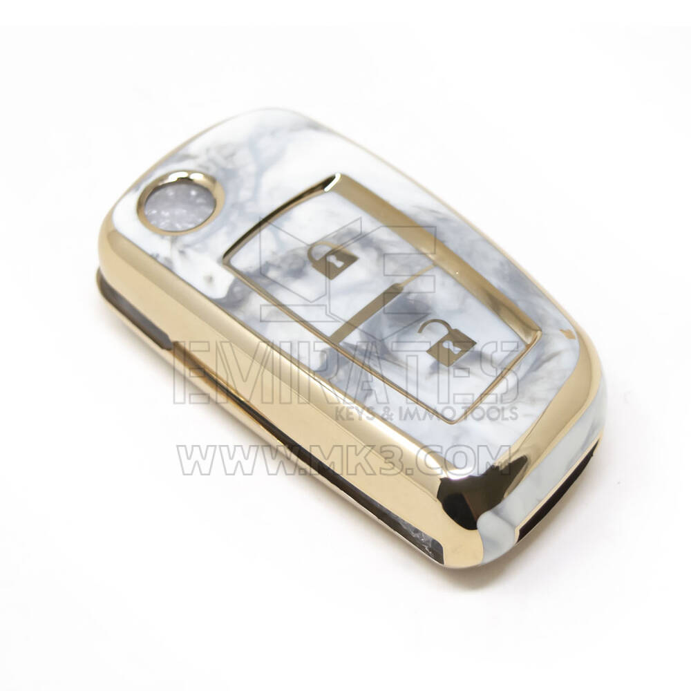 Nueva cubierta de mármol Nano de alta calidad del mercado de accesorios para llave remota abatible de Nissan 2 botones Color blanco NS-B12J2 | Cayos de los Emiratos