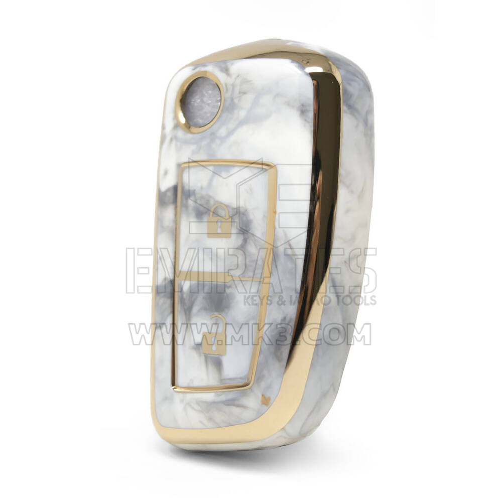 Nano cubierta de mármol de alta calidad para llave remota Nissan Flip, 2 botones, Color blanco NS-B12J2