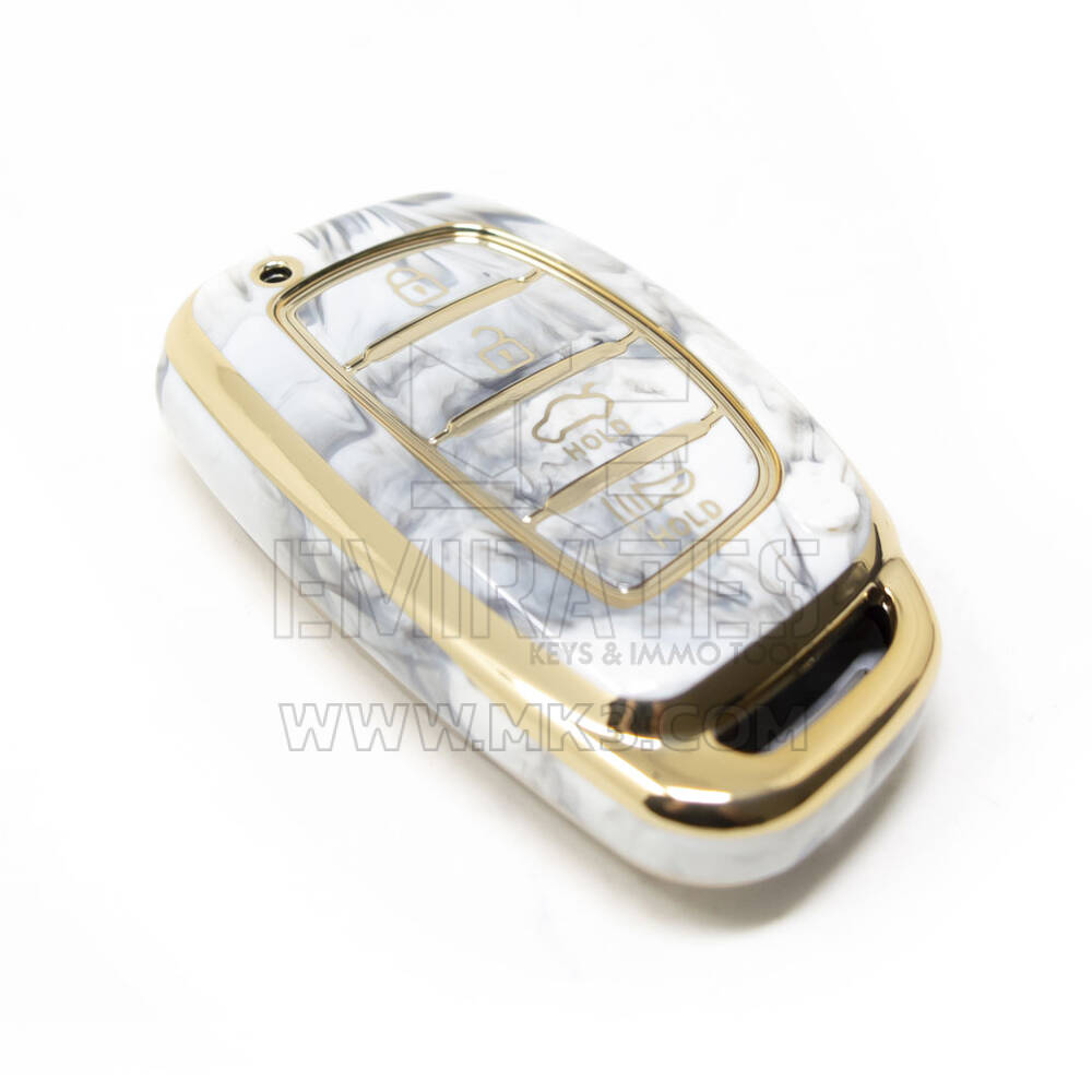 Nueva cubierta de mármol Nano de alta calidad del mercado de accesorios para llave remota Hyundai 4 botones Color blanco HY-A12J4A | Cayos de los Emiratos
