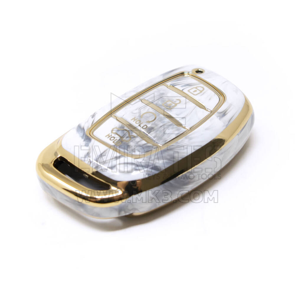 Nueva cubierta de mármol Nano de alta calidad del mercado de accesorios para llave remota Hyundai 4 botones Color blanco HY-A12J4B | Cayos de los Emiratos