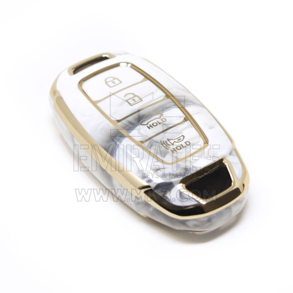 Nueva cubierta de mármol Nano de alta calidad del mercado de accesorios para llave remota Hyundai 4 botones Color blanco HY-D12J4A | Cayos de los Emiratos
