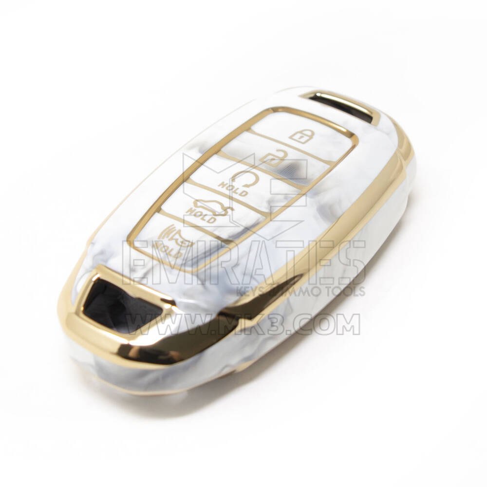 Nueva cubierta de mármol Nano de alta calidad del mercado de accesorios para llave remota Hyundai 5 botones Color blanco HY-D12J5 | Cayos de los Emiratos