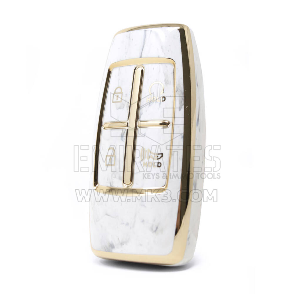 Nano High Quality Marble Cover For Genesis Hyundai Remote Key 4 Buttons White Color HY-I12J4A