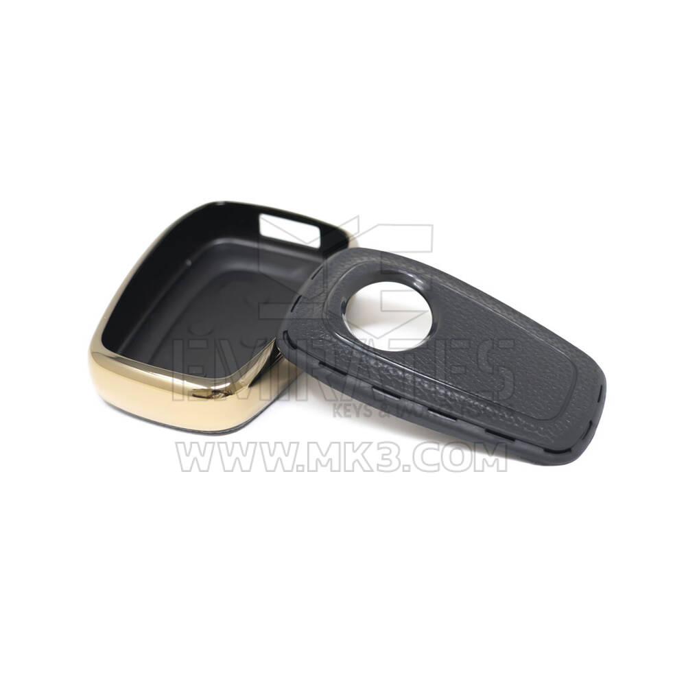 New Aftermarket Nano High Quality Gold Leather Cover For TATA Remote Key 4 Buttons Black Color TATA-A13J | Emirates Keys