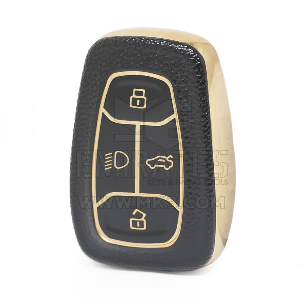 Nano – housse en cuir doré de haute qualité, pour clé télécommande TATA, 4 boutons, couleur noire, TATA-A13J