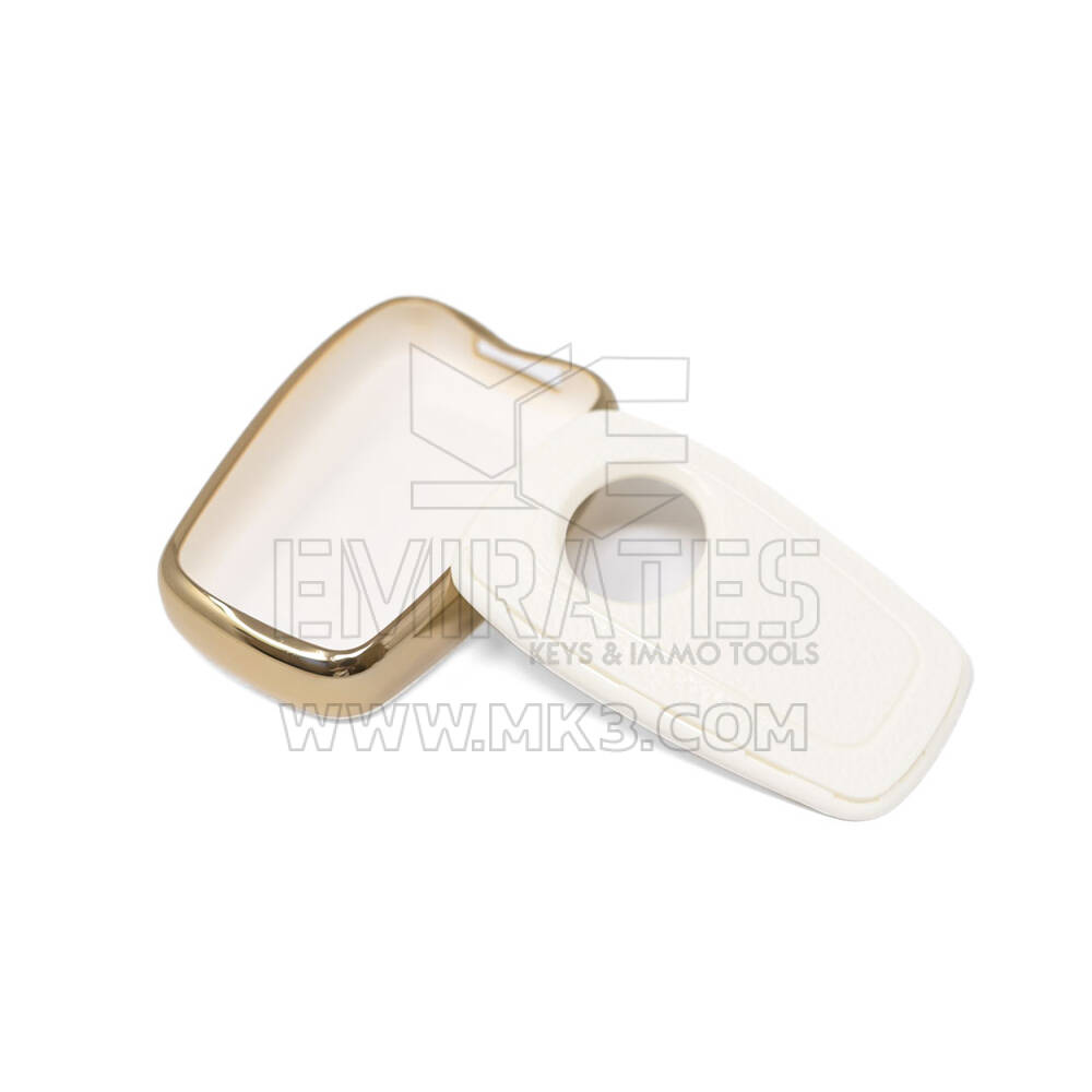 New Aftermarket Nano High Quality Gold Leather Cover For TATA Remote Key 4 Buttons White Color TATA-A13J | Emirates Keys