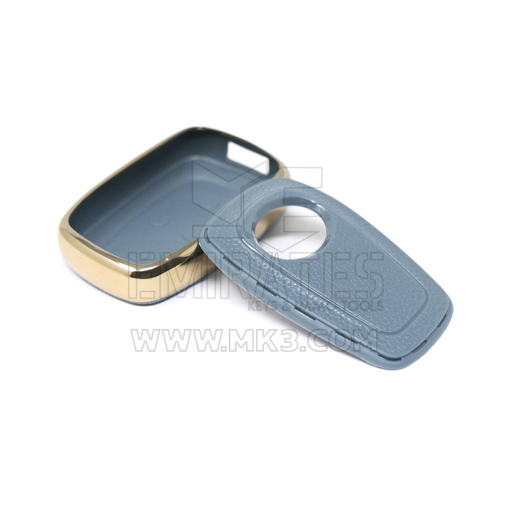 New Aftermarket Nano High Quality Gold Leather Cover For TATA Remote Key 4 Buttons Gray Color TATA-A13J | Emirates Keys